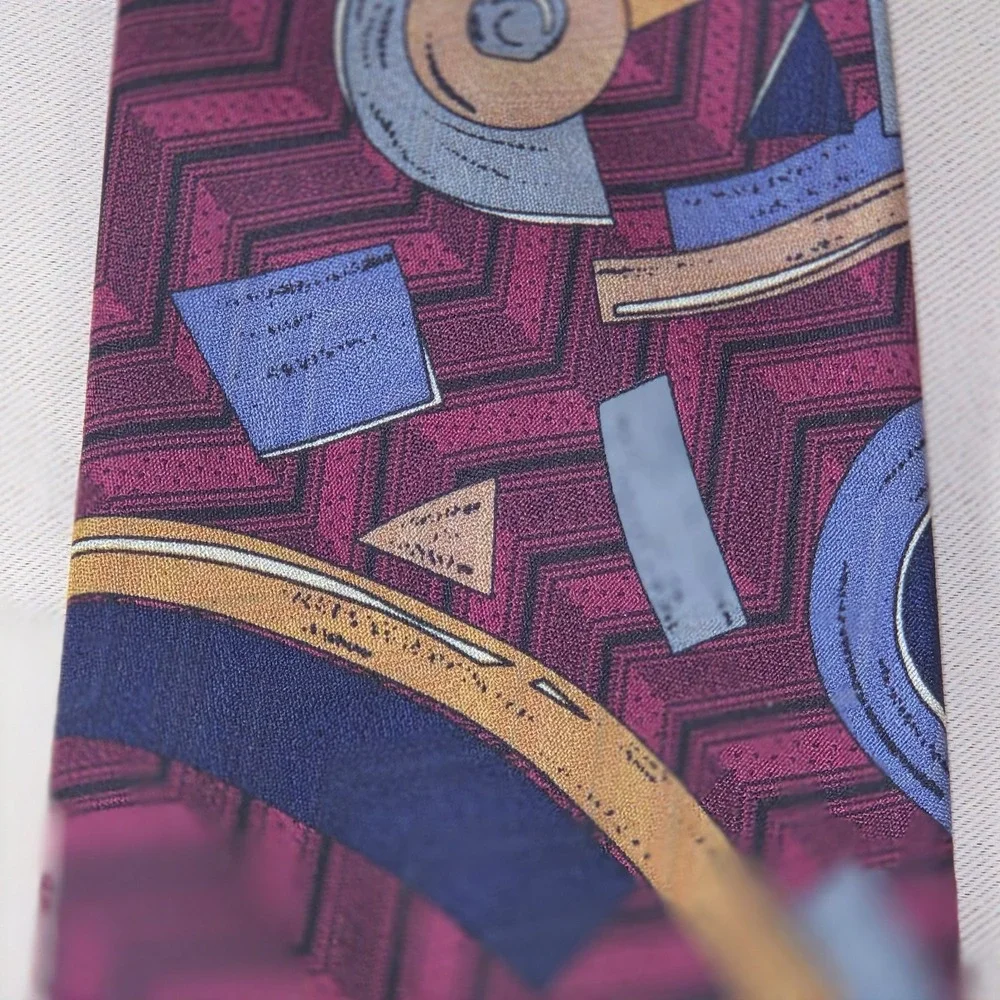Robert Talbott Nordstrom Silk Tie Abstract Art‎ Geometric Burgundy USA Necktie